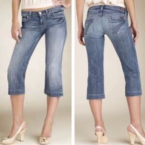 7 For All Man Kind Dojo Jeans Cropped Blue Low Rise Size 26.